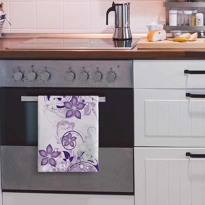 Purple Floral Kitchen Towels