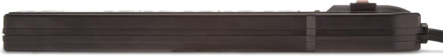 Amazon Basics Rectangle 6-Outlet, 600 Joule Surge Protector Power Strip, 2ft, Small, White, 2-Pack