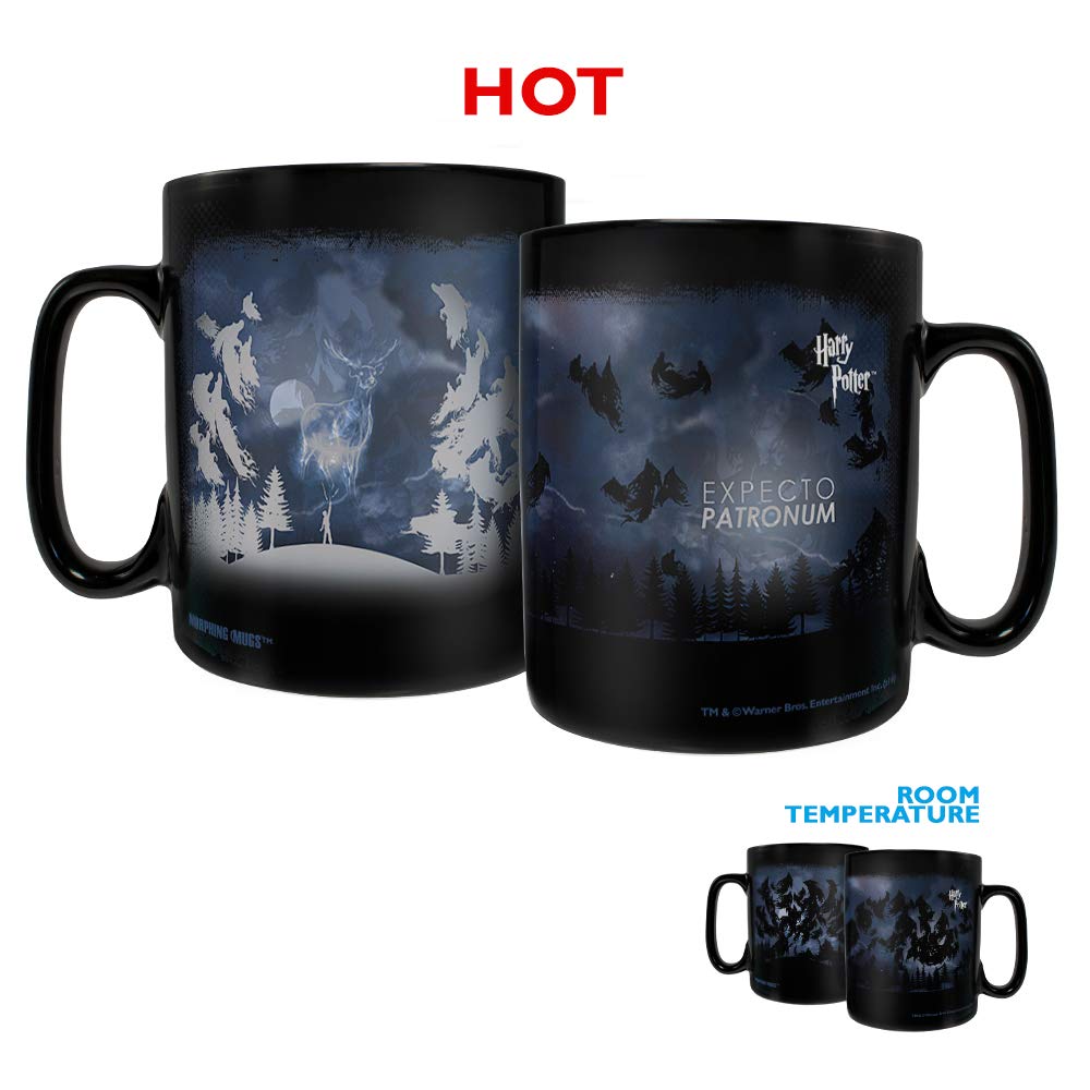 Morphing Mugs Harry Potter - Expecto Patronum Spell – 16 oz Large Ceramic Heat Sensitive Clue Mug – Full image revealed when HOT liquid is added
