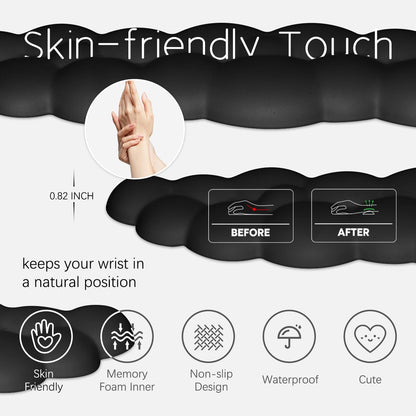 Cloud Wrist Rest Keyboard Palm Rest with Non-Slip Base for Computer Gaming Wrist Rest, YAMJUG Cloud Arm Rest Keyboard Wrist Pad Black