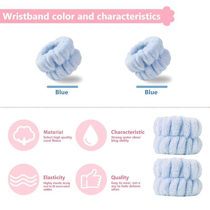 2pcs Wrist Bands for Washing Face, Microfiber Face Washing Wristbands, Arm