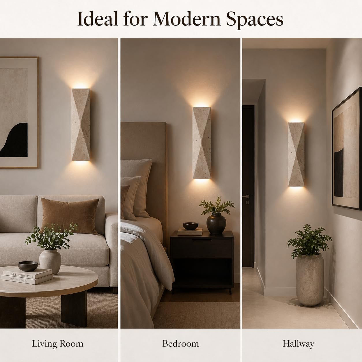 LVLVlech Travertine Wall Sconce, Stone Up Down Light for Hallway Bedroom