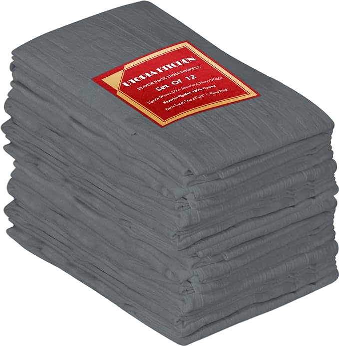 Utopia Kitchen Light Grey Flour Sack Towels 100% Cotton Tea Towels
