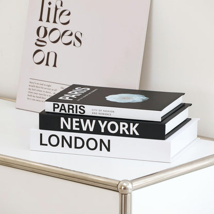 Vikber Decorative Books for Home Decor, 3 Pcs Aesthetic Fake Books Set, Modern Neutral Coffee Table Decor, Decorative Book Boxes for Living Room Shelf Styling