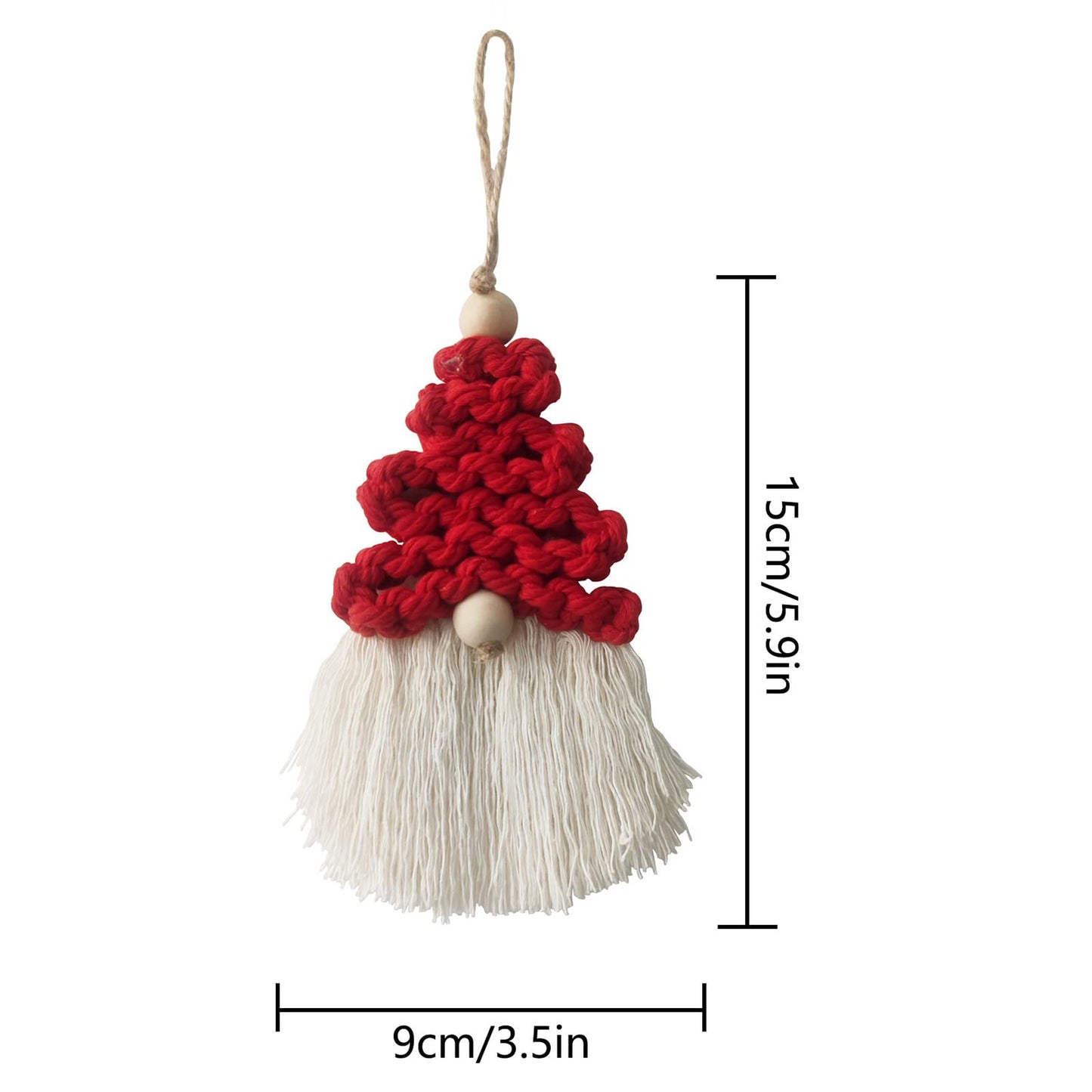 6 Pieces Macrame Christmas Gnome Ornaments, Boho Christmas Decorations Woven Gnome Xmas Ornaments Set for Christmas Tree Hanging for Xmas Party Living Room Dorm Nursery Room Craft Gifts (Red)