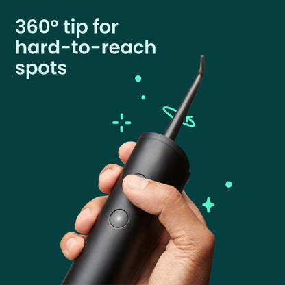 quip Water Flosser with Replacement Tip - Cordless Water Flosser with Adjustable Pressure - Teeth Cleaner Pick with 360 Degree Rotating Replaceable Tip - Midnight Blue