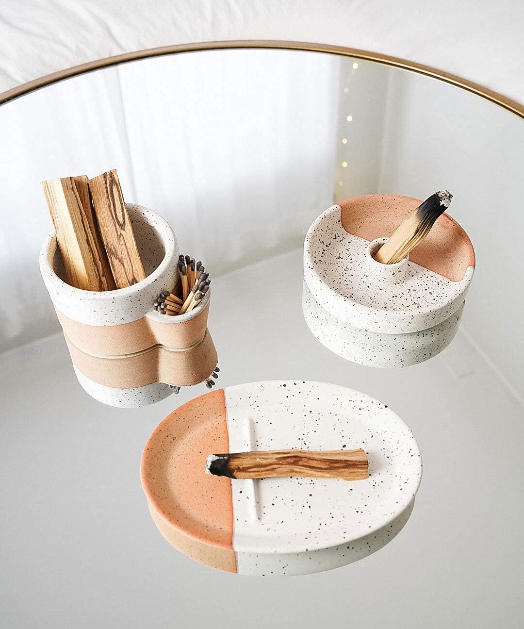 Bursera Terracotta Ceramic Bowl, Tree Planted with Every Order, Decorative Bowl with Side Slot for Matches, Smudging Burn Bowl for White Sage, Palo Santo, Matchstick Holder, Form for Candles