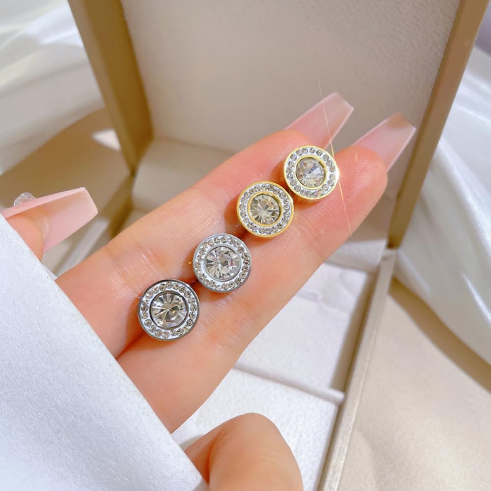 Halolux Lymphatic Earrings For Women, 18 K Gold Plated Honorable Joy Inspire Stainless Steel Hypoallergenic Germanium Acupuncture Lymph Detox Menopause Jewelry Gift Card (Silver Round)