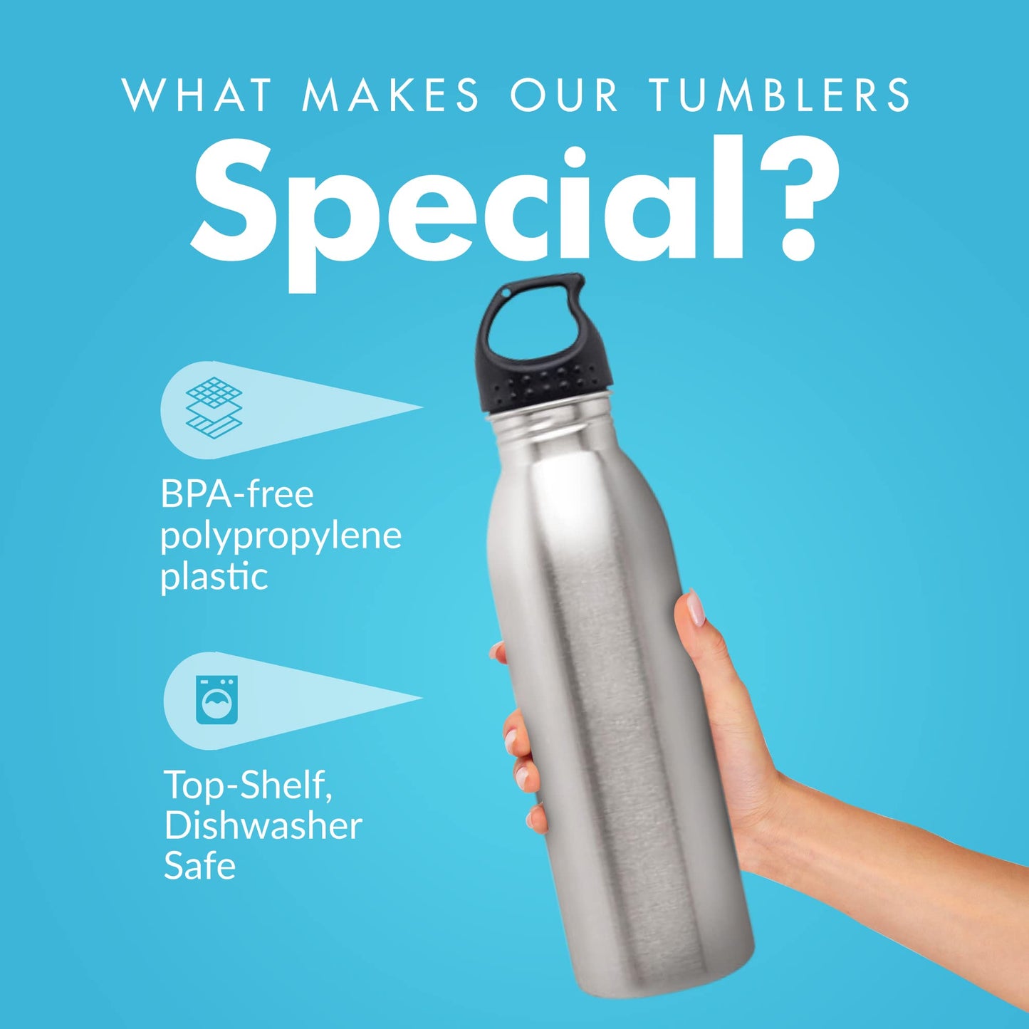 Simply Green Solutions Slim Line Stainless Steel Water Bottle, Single-Wall Reusable for Work & Daily Use, Handy Cold, Sleek & Slim, Brushed Stainless, 24 oz