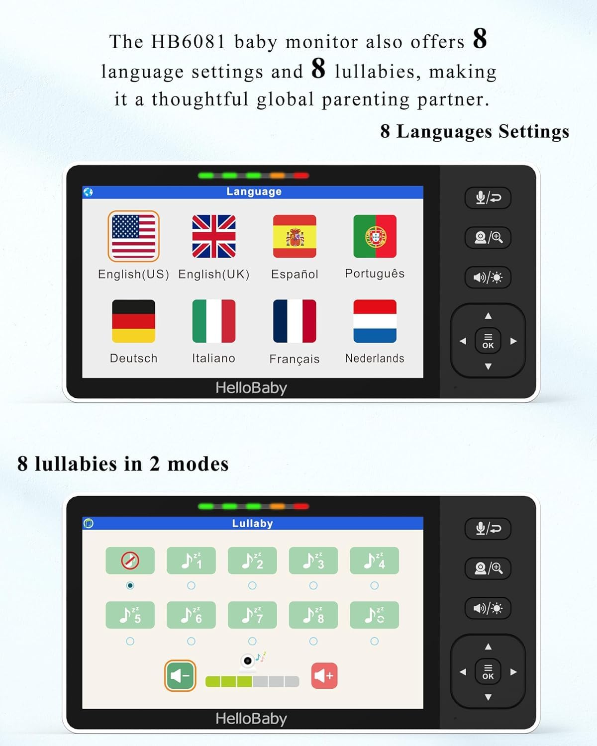 HelloBaby Baby Monitor with 1080P Baby Camera,Video Baby Monitor with Camera and Night Vision, 5.5’’ Split IPS Screen, No WiFi, ECO Mode, 2-Way Audio, Pan-Tilt-Zoom, 1000ft, Temp Display, Night Light