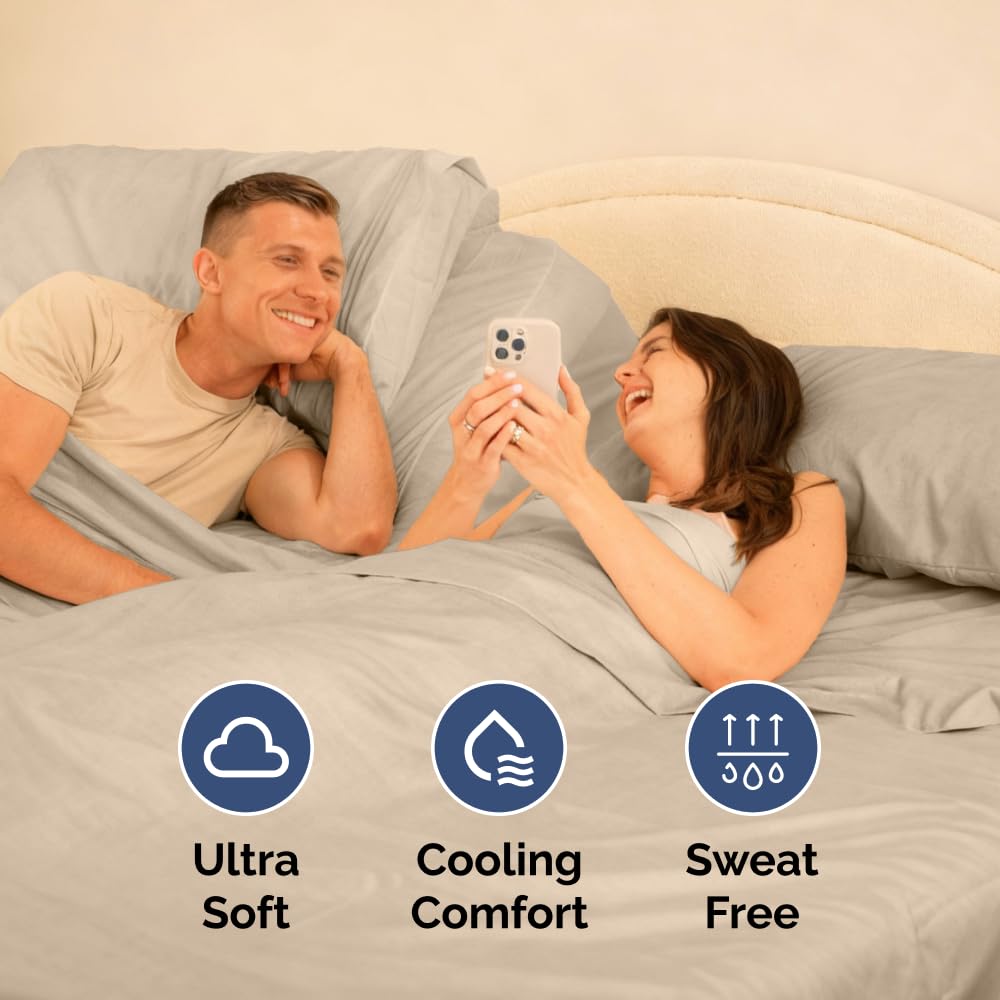Flex Top Split Head King 4 Piece Sheet Set - Ultra-Soft, Breathable & Cooling Bed Sheets Set - Hotel Luxury Bedding for Women & Men with Deep Pockets - Wrinkle Free & Fade Resistant - Oeko-Tex - Wheat