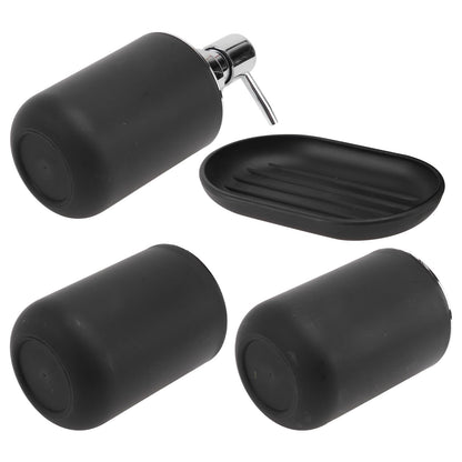 OUNONA Bathroom Wash Supplies Set Matte Black Household Washing Cup Kit with Toothbrush Holder and Mouthwash Cup and Portable Bathroom Accessories for Daily Use