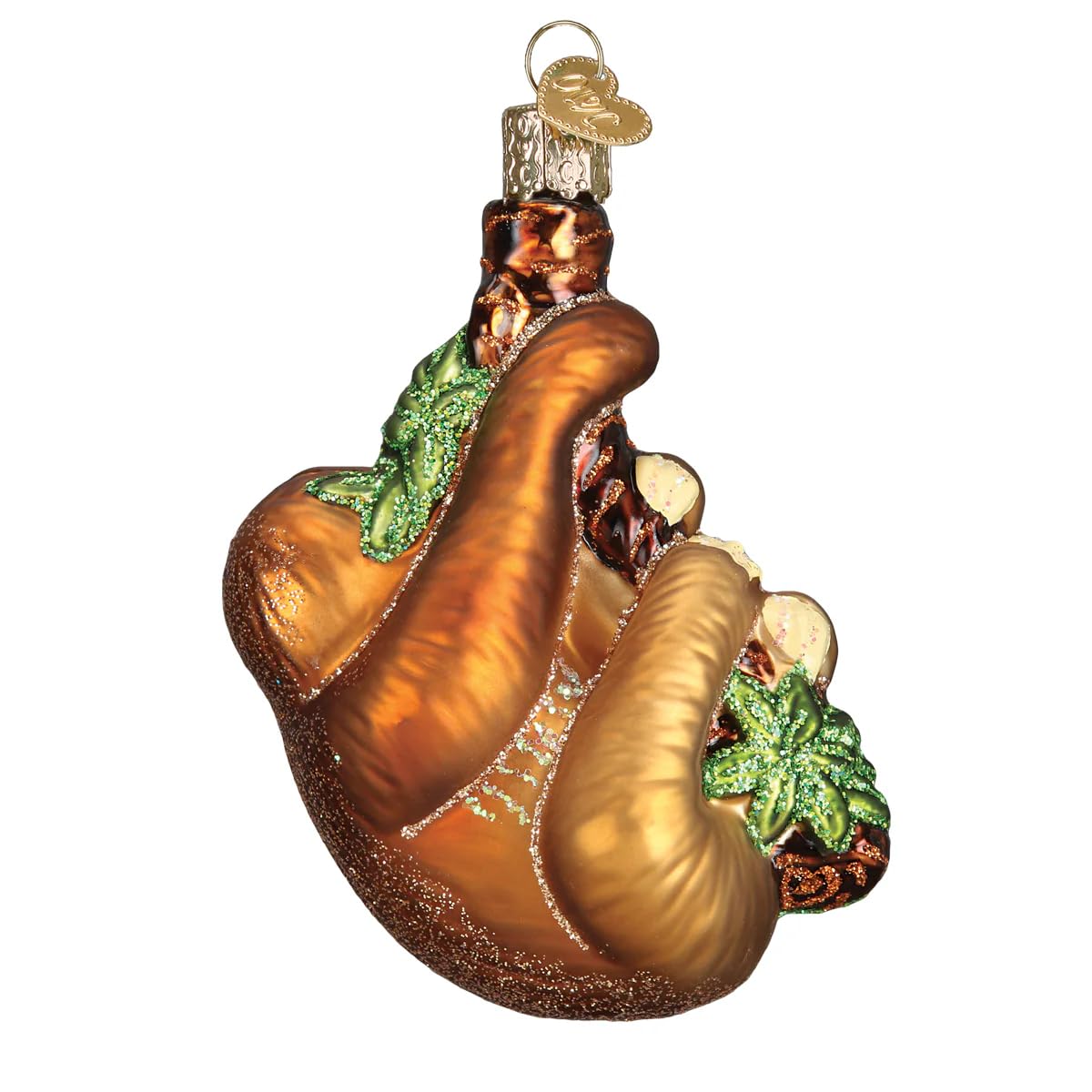 Old World Christmas Smiling Sloth Hugging Branch Glass Blown Ornament for Christmas Tree, Handcrafted Holiday Decoration, Wildlife Animal Collection