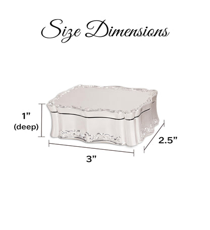 Cherished Moments Rectangle Shaped Jewelry Keepsake Box for Jewelry, Trinkets or Special Treasures, Silver Toned