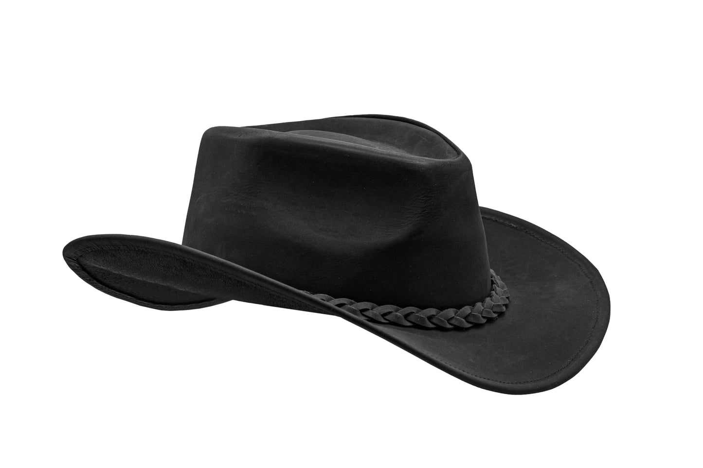 HADZAM Block Magnetic Gift Box Packed Grain Leather Cowboy hat for Men & Women Shapeable into Outback hat for Western Vintage Looks Black