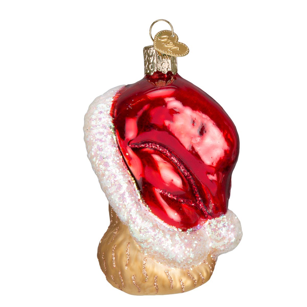 Old World Christmas Santa's Kitten Glass Blown Ornament for Christmas Tree, Handcrafted Holiday Decoration, Santa Collection