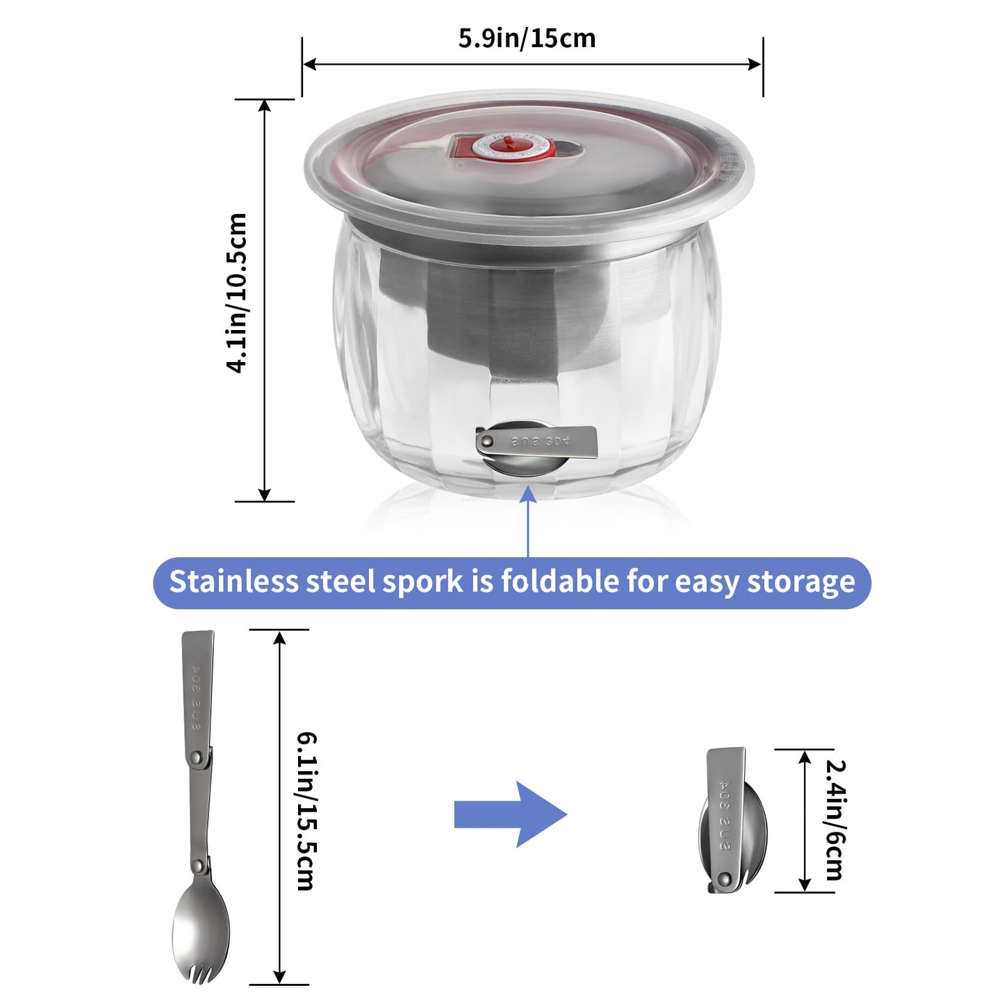 MOLIGOU Ice Chilled Dip Bowl with Lid, 22oz Chilled Serving Bowl for Parties, Dip Bowl on Ice with Stainless Steel Spork