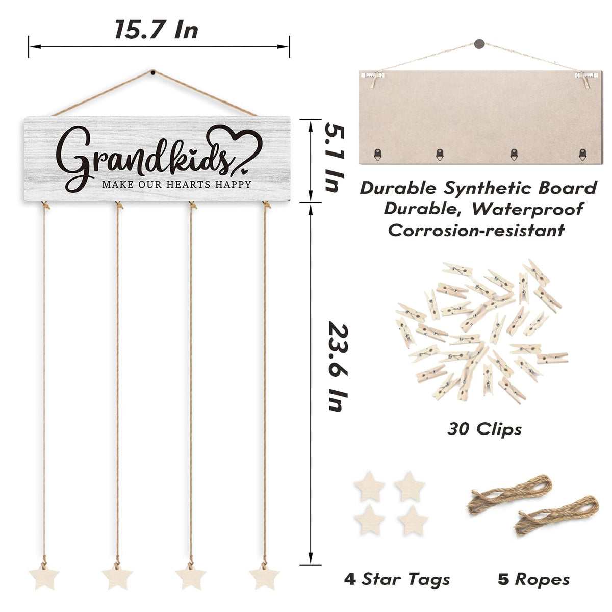 SJDFCSA Gifts for Grandparents, Grandkids Picture Frames Gifts for Grandma Nana Grandmother from Granddaughter Grandson, Grandkids Make our Hearts Happy Photo Collage Frame for Wall Decor