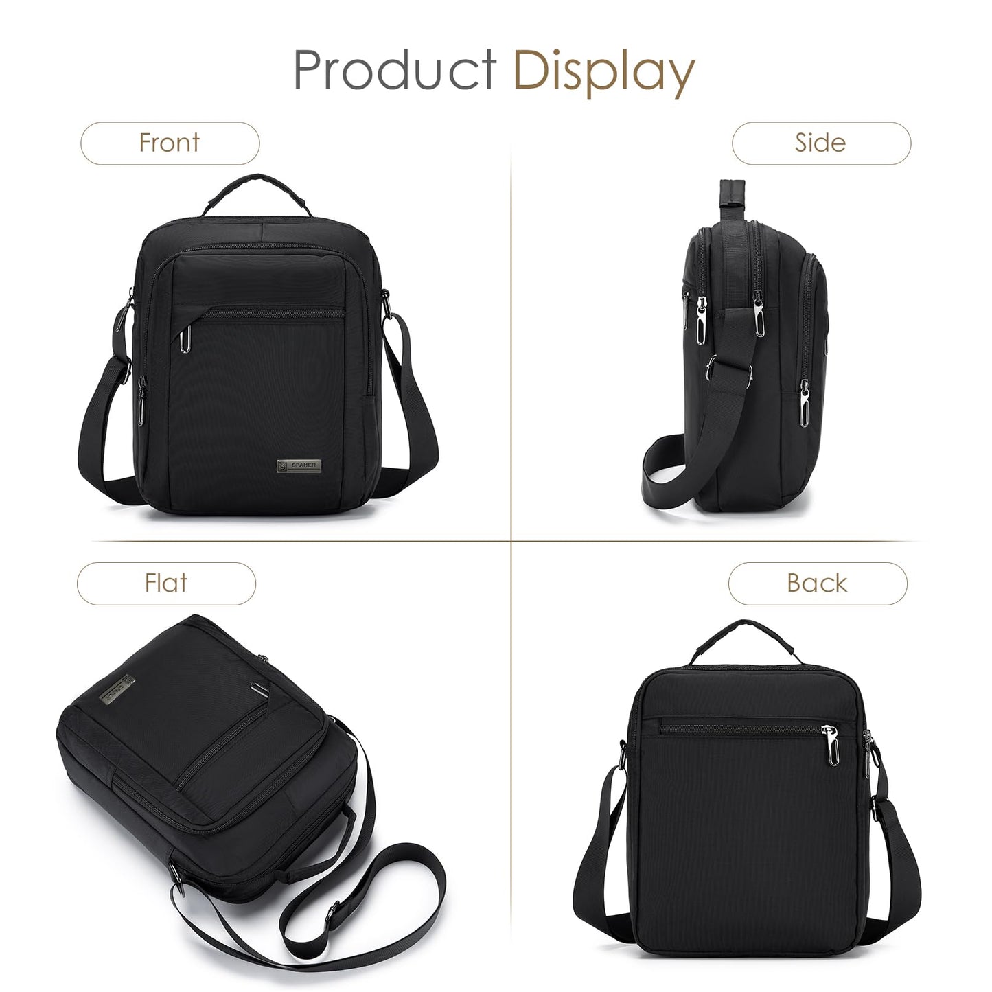 SPAHER Men Handbags Shoulder Bags Messenger Business Bag Crossbody Satchel Sling Waterproof Travel Bag Daily Man Bag Gift with Adjustable Shoulder Strap for Ipad