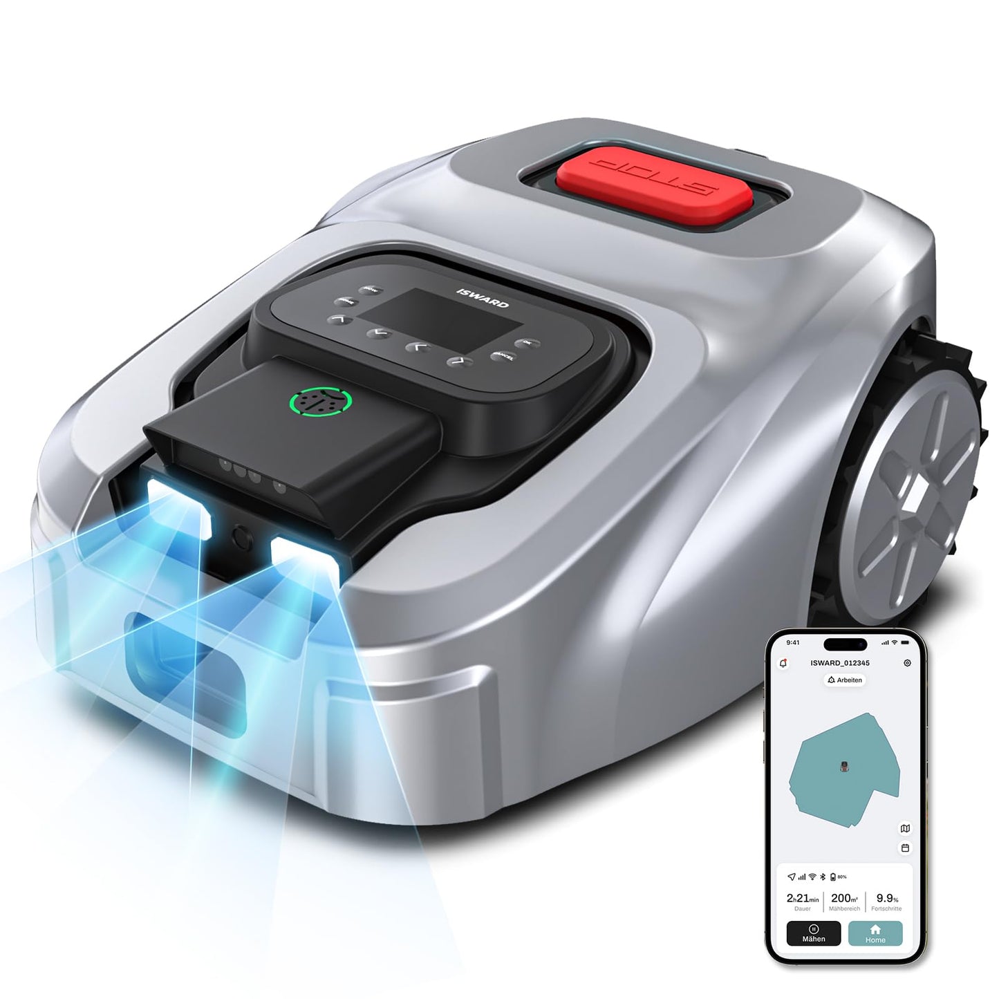 GS Robot Lawn Mower, Perimeter Wire Free RTK+ AI Vision Robotic Lawnmower for 0.25 Arce, Zero-Edge Cutting, Automated Mapping, APP Control, 3D Obstacle Avoidance, 60% Slope