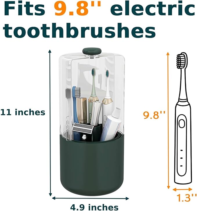 Toothbrush Holder with Cover 360 Rotating 4 Compartments Bathroom Toothpaste