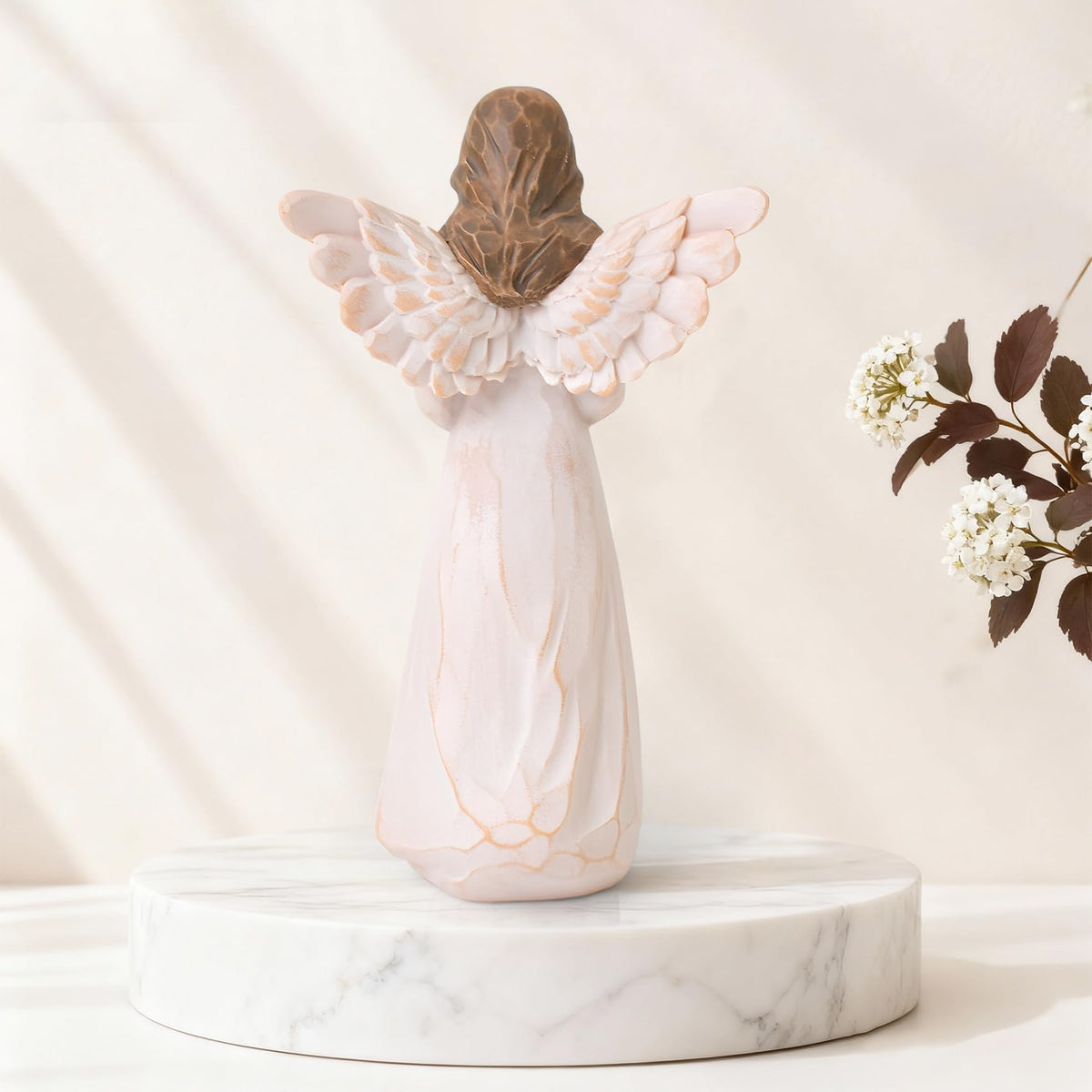 thovorrnl Housewarming Gifts New Home, House Warming Gifts for Women, Men, Couple, First Time Home Buyers, Homeowners, Guardian Angel with House Figurines, Sculpted Hand-Painted Statue
