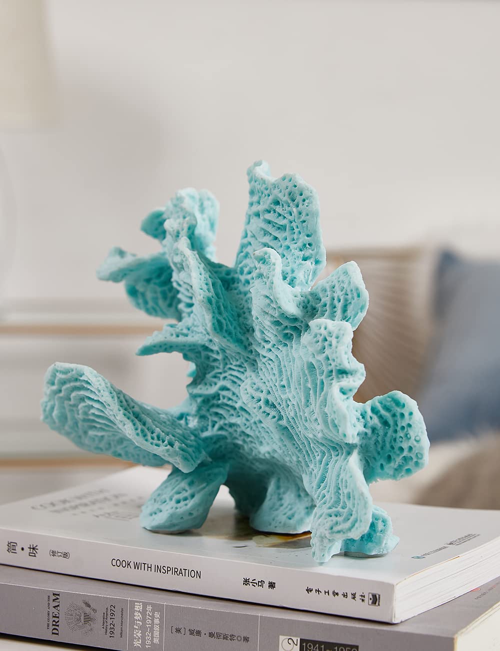 HAUCOZE Coral Decor Ocean Sculpture Statue Modern Home Art 9.4 Inch