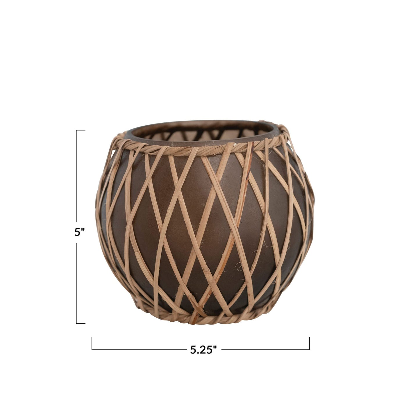 Creative Co-Op Glass Votive Holder with Woven Rattan Sleeve, Brown and Natural