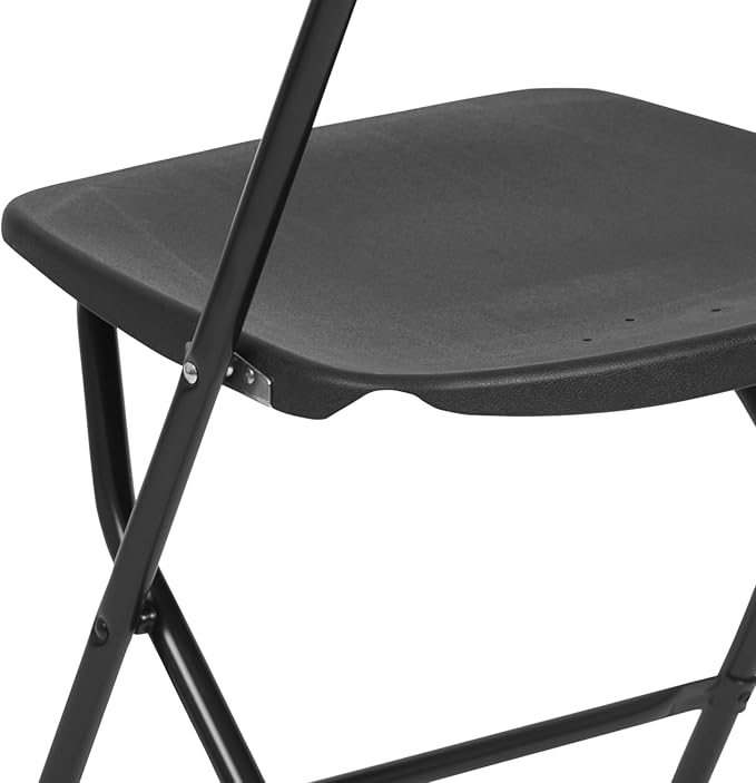 Flash Furniture Hercules Series Plastic Folding Chairs for Parties and Weddings, Stackable Commercial Event Seats with 650-lb. Static Weight Capacity, Set of 2, Black
