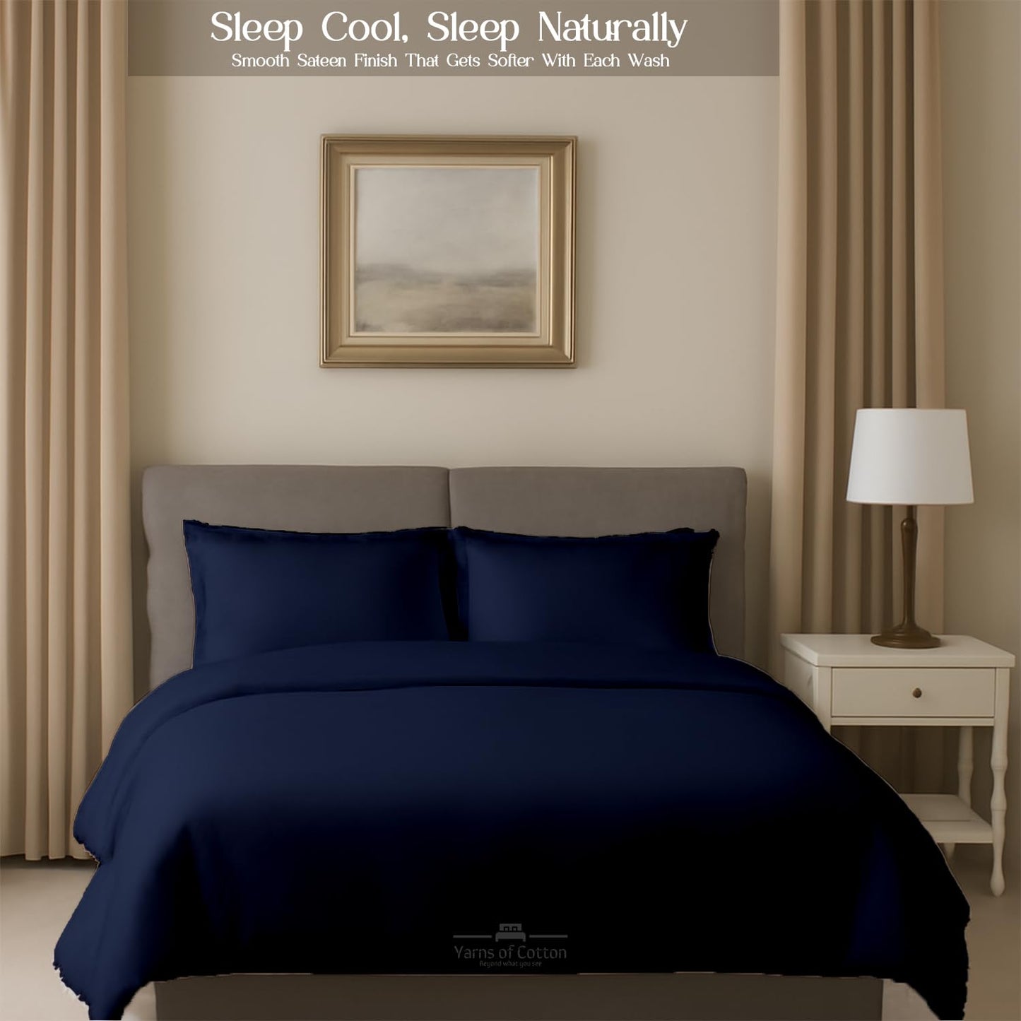 Sleeper Sofa Bed Sheet, 100% Cotton 400 Thread Count, 4 Piece Set, Deep Pocket Fitted Sheet, Soft Wrinkle Free & Breathable, Luxury Hotel Quality, Fits Up to 6 Inch Mattress (Full, Navy Blue)