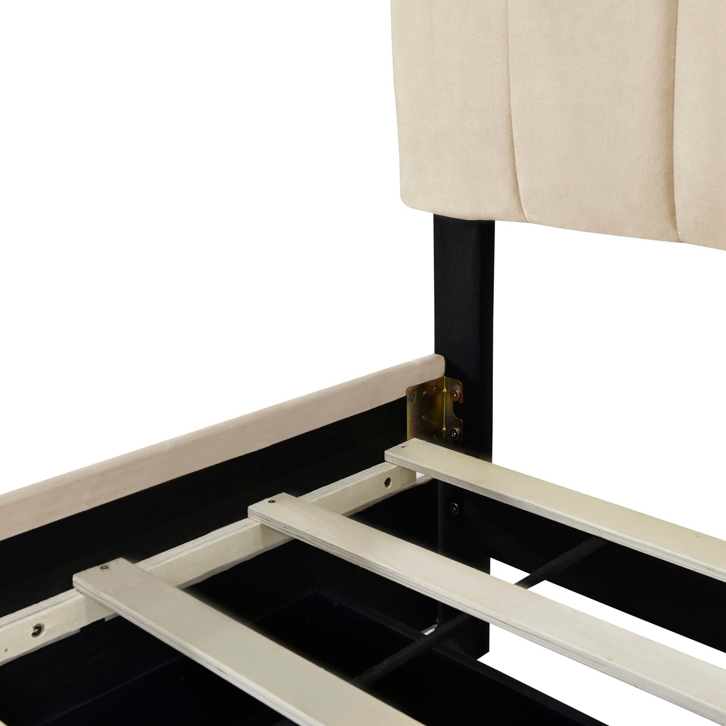 Bellemave Queen Size Upholstered Bed Frame with 2 Drawers & 1 Twin XL Trundle, Velvet Platform Storage Bedframe Mattress Foundation, Queen Trundle Bed Frame,Easy Assembly,Beige