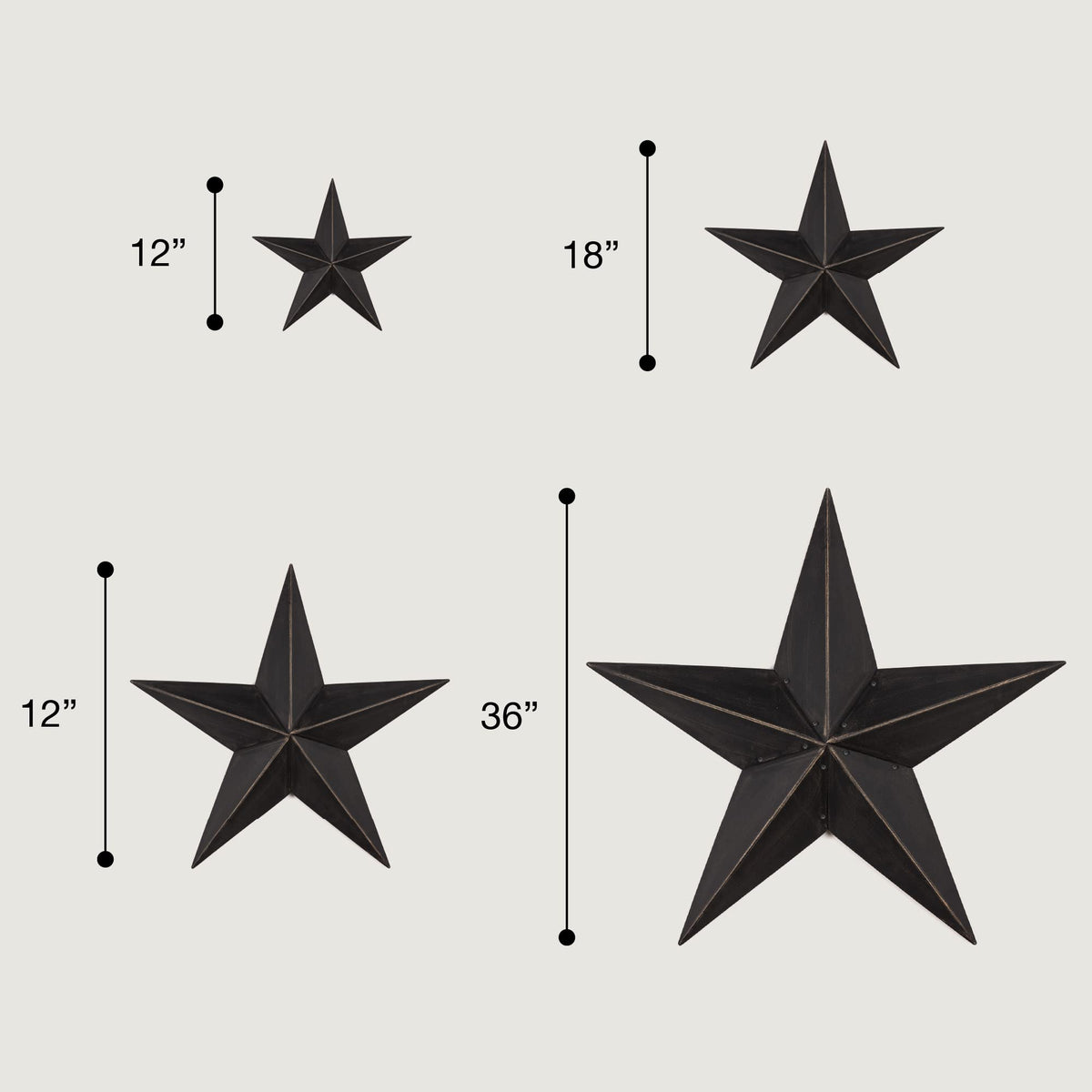 The Hearthside Collection CWI Gifts Metal Barn Star - 36 inch Galvanized Hanging Star - Farmhouse Wall Decor - Black