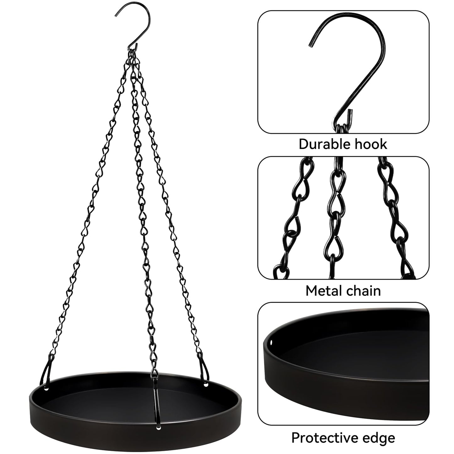 PIKAMAO Plant Hanger Indoor Outdoor, Hanging Planter Baskets for Plants, Metal Window Plant Hanger, Black Hanging Plant Shelf, 2 Pack