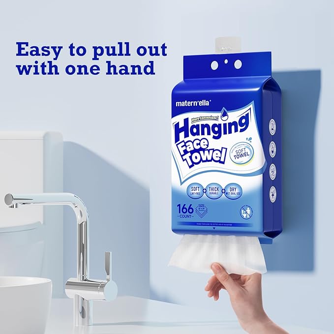 matern'ella Hanging Dry Wipes 166 Counts Face Towel Washcloth Facial Cleansing