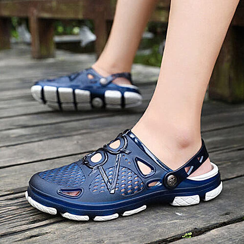 Mens Clogs Lightweight Garden Sandals Breathable Clogs for Men Summer Slippers Casual Mules Outdoor Pool Beach Yard Blue Size UK 10