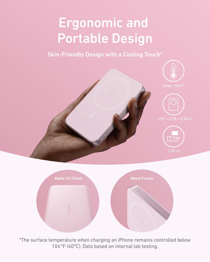Anker MagGo Power Bank, Ultra-Slim 10,000mAh Magnetic Battery Pack, Qi2 Certified 15W Ultra-Fast MagSafe Compatible Portable Charger, Ergonomic Design, for iPhone17/16/15/14 Series Only（Not for Pixel）