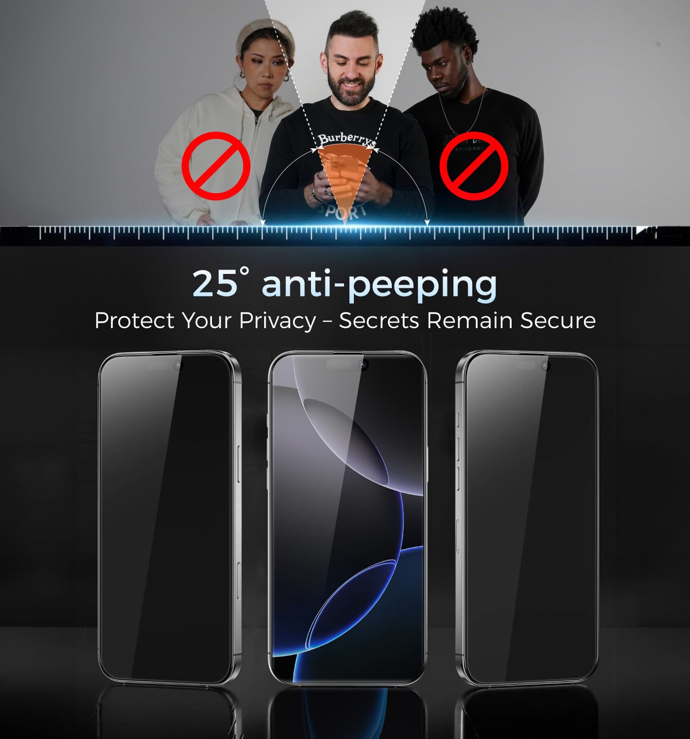 MAGIC JOHN 3rd Gen Upgraded for iPhone 16ProMax Privacy Screen Protector 6.9 Inch,25°Anti-Spy Screen,Shockproof Tempered Glass,Auto Dust-Removal,Bubble Free,Easy Installation,2 Pack