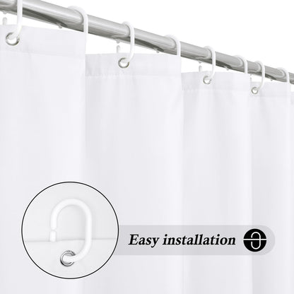 White Shower Curtain,Mould Proof and Mildew Resistant Extra Long Shower Curtain Liner 180 x 200cm Drop,100% Polyester Machine Washable Waterproof Fabric Bathroom Shower Curtain
