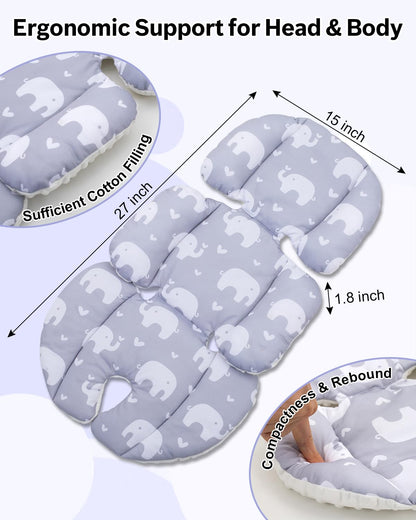 Baby Car Seat Head Support with Extra Headrest, Adjustable Infant Car Seat Insert with Shoulder Pads Set, Breathable Mink Dot Carseat Cushion for Newborn, Fits for Stroller, Baby Swing, Bouncer
