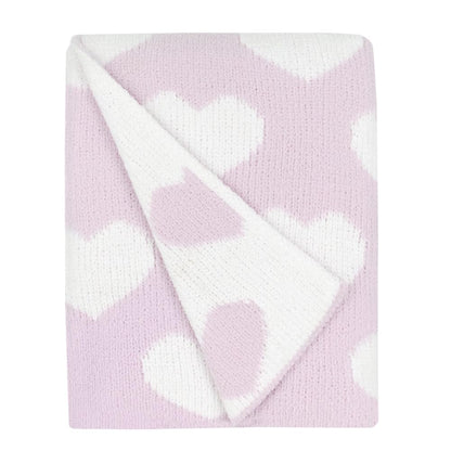 Living Textiles Purple Hearts Chenille Soft Baby Blanket Reversible Premium Cozy Fabric for Best Comfort - for Infant,Toddler,Newborn,Nursery,Boy,Unisex,Throw,Crib,Stroller,Gift, Purple Heart 40x30