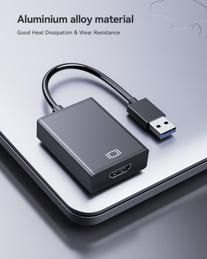 GANA USB to HDMI Adapter, USB 3.0/2.0 to HDMI Audio Video Adapter, HD 1080P Video Graphics Cable Converter for PC, Laptop HDTV TV compatible with Windows XP/10/8/7-Black