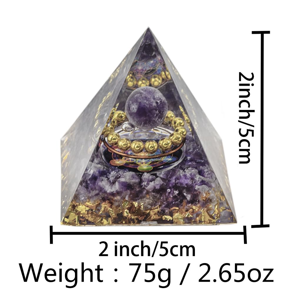 AierCrystal Natural Mineral Crystal Pyramid Energy Healing Meditation Aid Feng Shui Protection Home Decor Versatile Gift Option(2inch Pyramid Amethyst)
