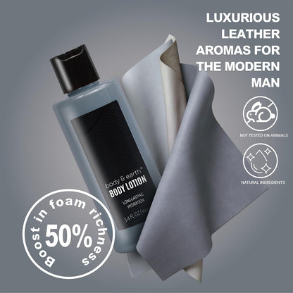 Body & Earth Gift Baskets for Men 8pcs Mens Grooming Sets with Leather Scent Gift Sets for Christmas Gifts for Men