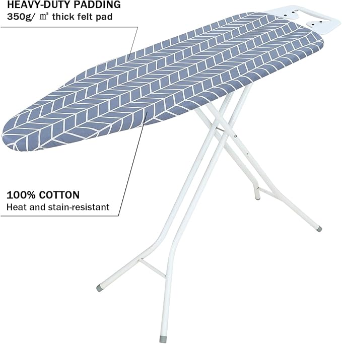 Ironing Board Cover and Pad Standard Size 15 x 54, 3 Pairs of Hook and Loop
