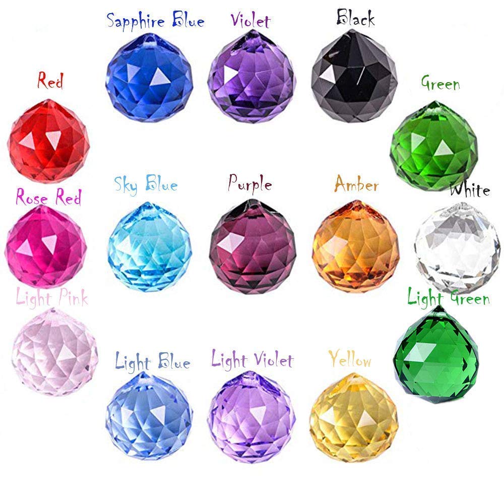 MerryNine 20Pack Crystal Ball 0.8"/20mm Prism Sun Shine Catcher Rainbow Pendants Maker, Hanging Crystals Prisms for Windows, for Feng Shui, for Gift (Multicolor)