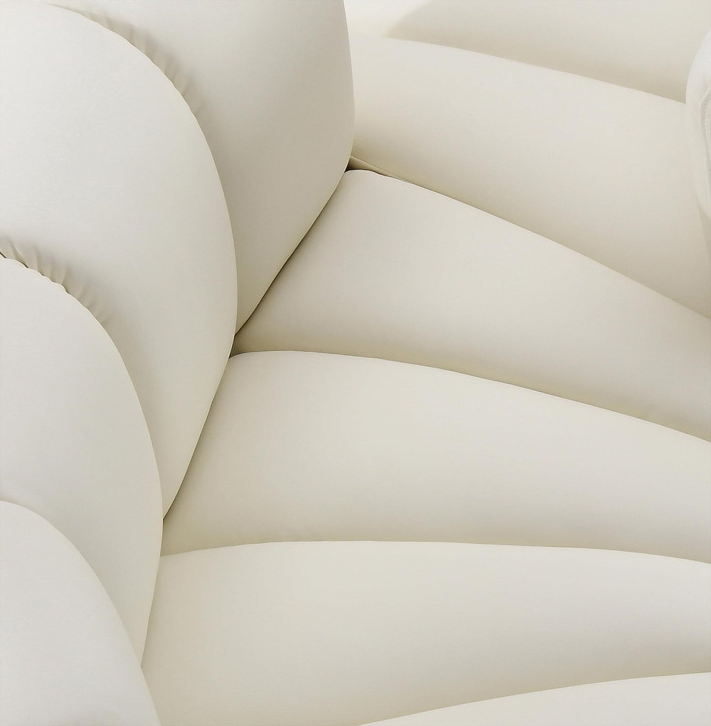 Meridian Furniture 101Cream-S7C Arc Collection Modern | Contemporary Modular Sofa with Soft Cream Vegan Leather, Deep Channel Tufting, Modular Design, 170" W x 62" D x 30" H, Cream