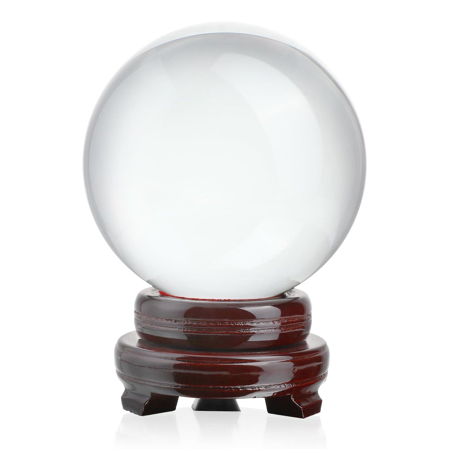 QFkris 150mm/6inch Clear Crystal Ball with Wooden Stand Fortune Teller Mystical Quartz Ball Photography Props FengShui Divination Spheres