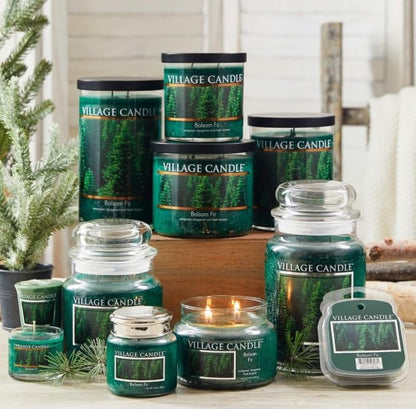 Village Candle Balsam Fir Large Apothecary Jar, Scented Candle, 21.25 oz., Green