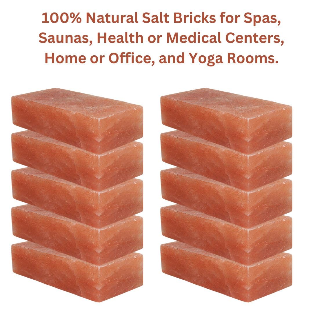 Himalayan Salt Bricks for Wall - Size 8x4x2 pack of 6 | Himalayan Pink Salt Bricks for Home | Salt Tiles for Home Improvement | Himalayan Salt Tiles.