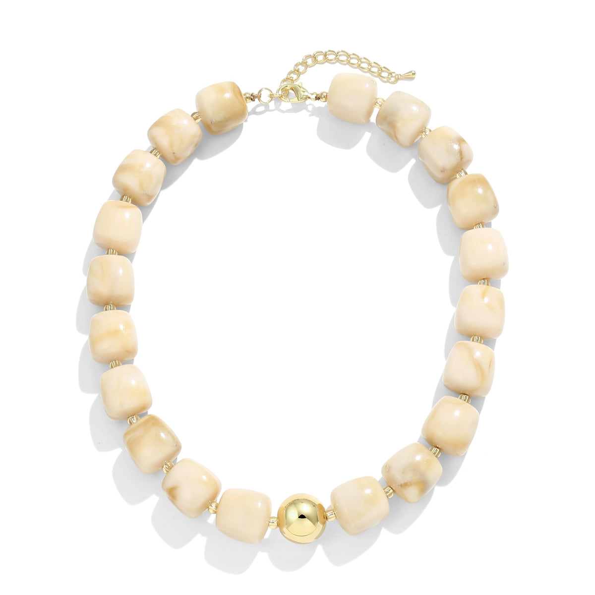 BREPINE Off-White Chunky Necklaces for Women Multicolored Large Square Resin Beads Necklace Trendy Bold Statement Beaded Summer Candy jelly Vacation Choker